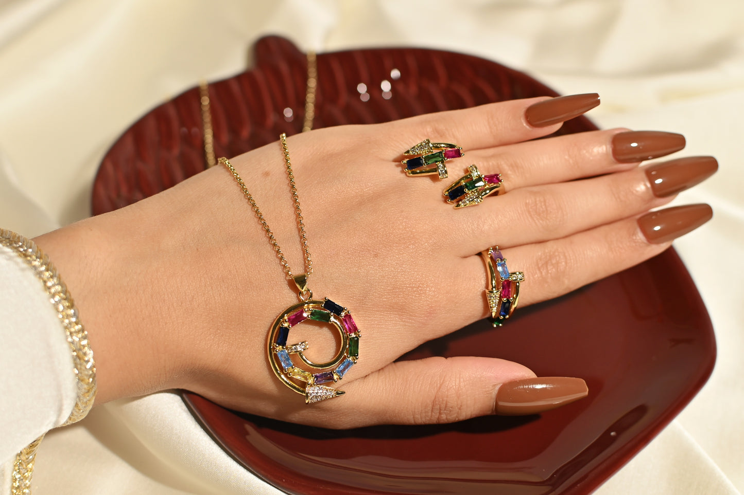 AMARA SET (4 Piece Necklace, Bangle, Earring and Ring Set)