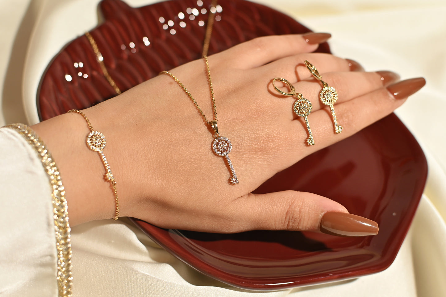 KEY SET ( 3 Piece Necklace, Bracelet and Earring Set)